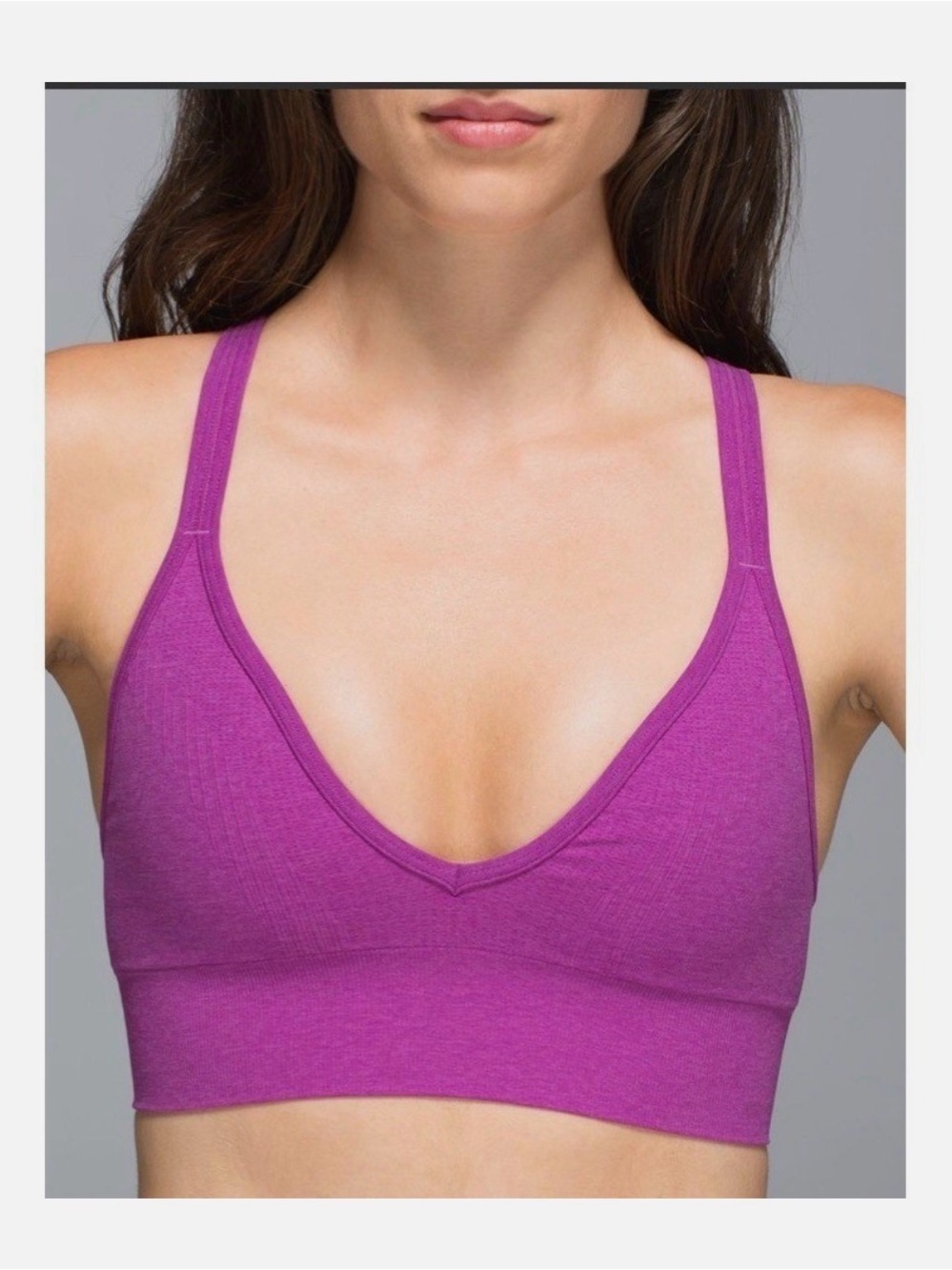 Lululemon | Seamlessly Plunge Sports Bra Purple Strappy Back Seamless Yoga Sz 4